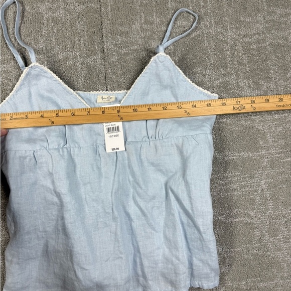 John Galt Pacsun NWT Blue Boho 100% Linen Blue Tie Back Tank OS - Picture 3 of 6